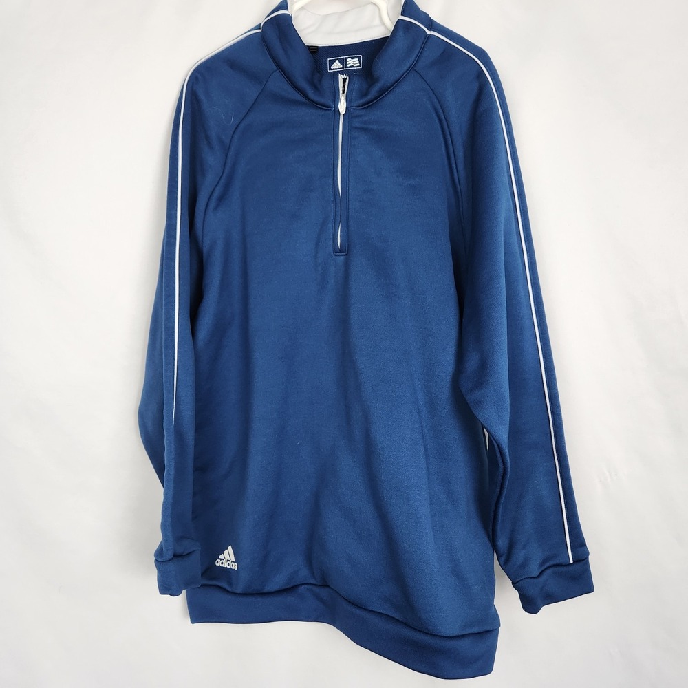 Adidas‎ Sweater Youth Boys Blue Solid 1/4 Zip Pullover Long Sleeve Sports Med